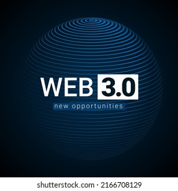 Web 3 World Technology Digital Background. Web3 Planet Future Internet New Version Blockchain Metaverse