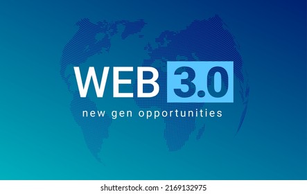 Web 3 World Technology Digital Background. Web3 Planet Future Internet New Version Blockchain Metaverse