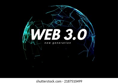 Web 3 World Technology Digital Background. Web3 Planet Future Internet New Version Blockchain Metaverse