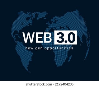 Web 3 World Technology Digital Background. Web3 Planet Future Internet New Version Blockchain Metaverse