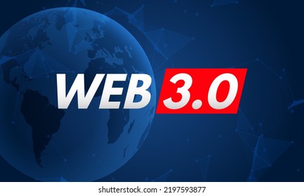 Web 3 World Technology Digital Background. Web3 Planet Future Internet New Version Blockchain Metaverse