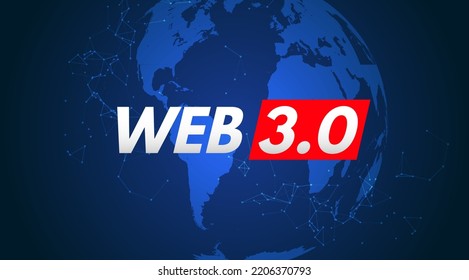 Web 3 World Technology Digital Background. Web3 Planet Future Internet New Version Blockchain Metaverse