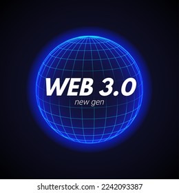 Web 3 world technology digital background. Web3 planet future internet new version blockchain metaverse