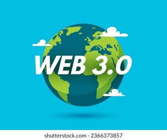 Web 3 world technology digital background. Web3 planet future internet new version blockchain metaverse
