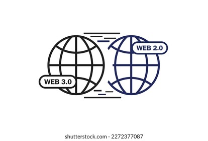 Web 3.0 advanced internet technology icon. Web 3.0 internet vector icon. Suitable for applications or web pages. Illustration of the new blockchain technology of the future in the Internet 3.0