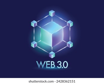 Web 3.0 blockchain and token gateway network in cube icon