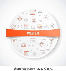 web 3.0 concept with icon concept with round or circle shape for badge