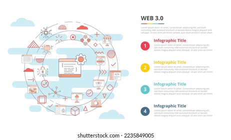 web 3.0 concept for infographic template banner with four point list information