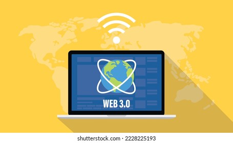 web 3.0 concept technology with icon and internet wifi connections with modern flat style