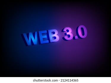 Web 3.0 concept, web 3.0 typography on blue background, new version website using blockchain technology, cryptocurrency, and NFT art. Vector illustration