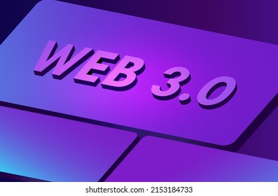 Web 3.0 concept, web 3.0 typography on blue background, new version website using blockchain technology, cryptocurrency, and NFT art. Vector illustration