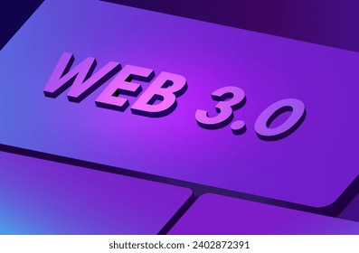 Web 3.0 concept, web 3.0 typography on blue background, new version website using blockchain technology, cryptocurrency, and NFT art. Vector illustration