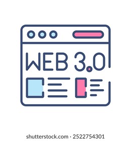 Ícone de cor de preenchimento da Web 3.0, ilustração de vetor