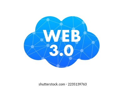 Web 3.0 icon with cloud internet center. concept of cloud storage, network. Vector illustration