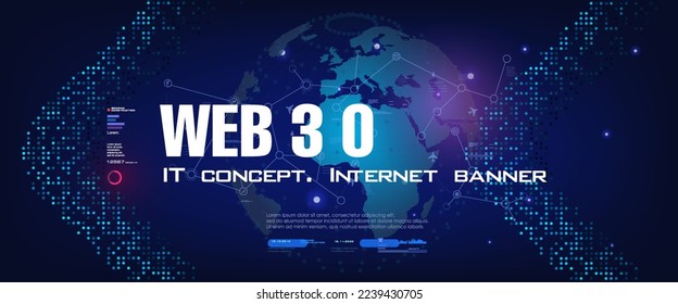 Web 3.0 Internet new generation. Unique Internet Network 3.0 Worldwide communication portal of the future. World Wide Web. Chain connections by means of Internet connections.  Internet network