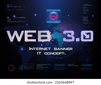 Web 3.0 Internet technologies and communications. Conceptual cyber banner. New generation Internet. Сreative digital cyber banner