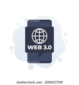 Web 3.0 internet vector icon with a smart phone