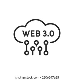 Web 3.0 line icon with cloud symbol isolated on white background.