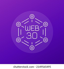 Web 3.0 line icon, decentralized web vector