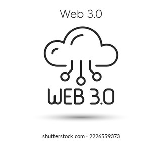 Web 3.0 line icon. Web3 internet technology sign. Decentralized cloud symbol. Illustration for web and mobile app. Line style internet technology icon. Editable stroke website 3.0. Vector