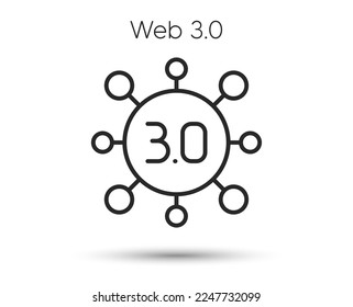 Web 3.0 line icon. Web3 internet technology sign. Decentralized system symbol. Illustration for web and mobile app. Line style internet technology icon. Editable stroke website 3.0. Vector