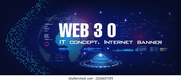 Web 3.0 Luxurious futuristic cyber background. Technological process information exchange using the next generation Internet. Unique internet network Internet 3.0 Communication of the future