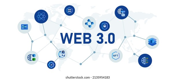 Web 3.0 new internet future distributed block chain technology concept illustration