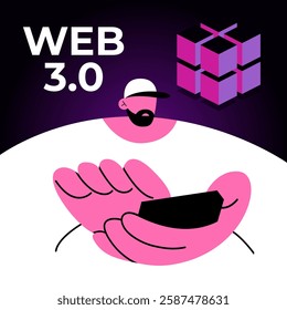 Web 3.0 Technology concepts banner in app. Low code platform. Flat Vector illustration with text.