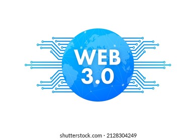 Web 3.0 technology for web design. Internet blockchain technology. Nft concept. Vector stock illustration.