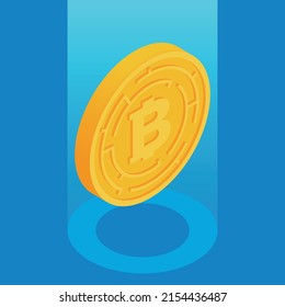 Web 3.0 technology isometric concept with cryptocurrency coin vector illustration