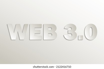 Web 3.0 text Inscription icon, card paper 3D natural vector