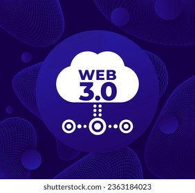 Web 3.0 or Web3 vector icon with cloud