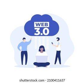 Web 3.0 or Web3 vector illustration with people