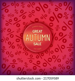 Web 3D icon for autumn sales on background symbols percents. Vector eps 10
