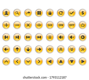 ilustración vectorial de botón brillante web 3d, icono de color amarillo cristal 