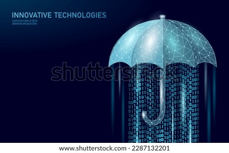 Web 3D umbrella banking system failure crisys. Low poly financial international collapse problem risk. Investment economy fail vector illustration