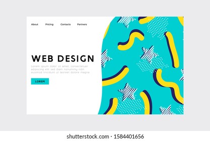 Web abstract background with hand drawn texture, memphis style. Universal pastel colors. Wallpaper fashion design.