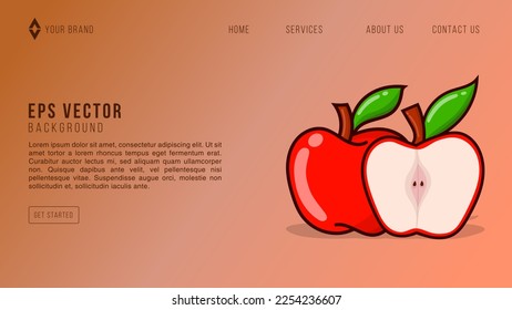 Web abstract background template with fresh red apple