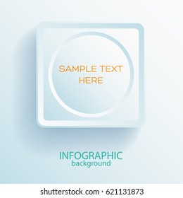 Web abstract design concept with blank round button in square frame on light background isolated vector illustration