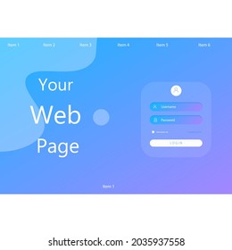 Web Abstract Landing Page Login Form For Business And Health Web Site Applications Flat Light Relax Beauty Natural Blue White Glass Effect Vector Design