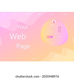 Web Abstraktes Landing Page Login-Formular für Business und Health Web Site Mobile Anwendungen Flat Light Relax Schönheit Naturrosa Orangenglas-Effekt Vektordesign
