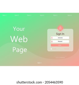 Web Abstract Landing Page Sign In Form For Business And Health Web Site Mobile Applications Flat Light Relax Beauty Natural Green Orange Vector Design