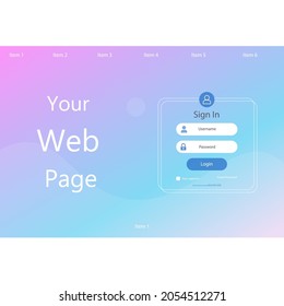 Web Abstract Landing Page Sign In Form For Business And Health Web Site Mobile Applications Flat Light Relax Beauty Natural Outlines Pink Purple Green Vector Design