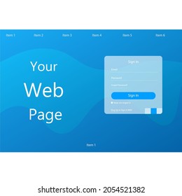 Web Abstract Landing Page Sign In Form For Business And Health Web Site Mobile Applications Flat Light Relax Beauty Natural Blue White Vector Design