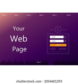 Web Abstract Landing Page Sign In Form For Business And Health Web Site Mobile Applications Flat Light Relax Beauty Natural Forest Purple Outlines Pink Orange Vector Design