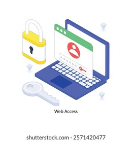 Web Access isometric Colored illustration. EPS File stock illustration