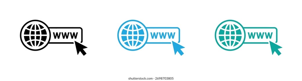 Símbolo de acesso à Web. Clique para ir visitar o sinal do site. Ilustração de ícones lineares vetoriais isolada no plano de fundo branco.