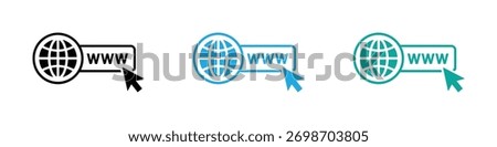 Web access symbol. Click to go to visit  website sign. Vector linear icons illustration isolated on white background.