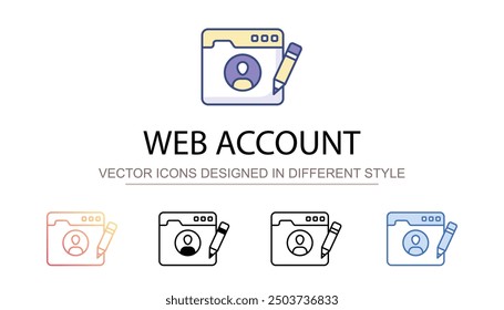 Web Account icon design with white background stock illustration