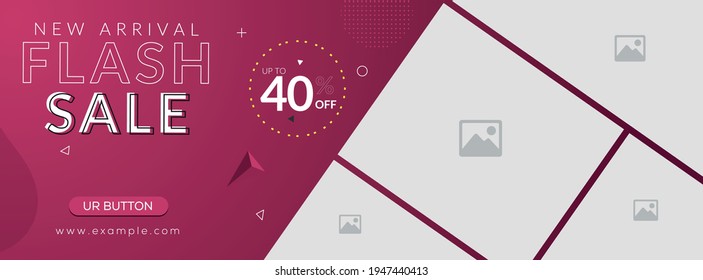 Plantilla de banner de anuncios web, portada de medios sociales de venta en flash